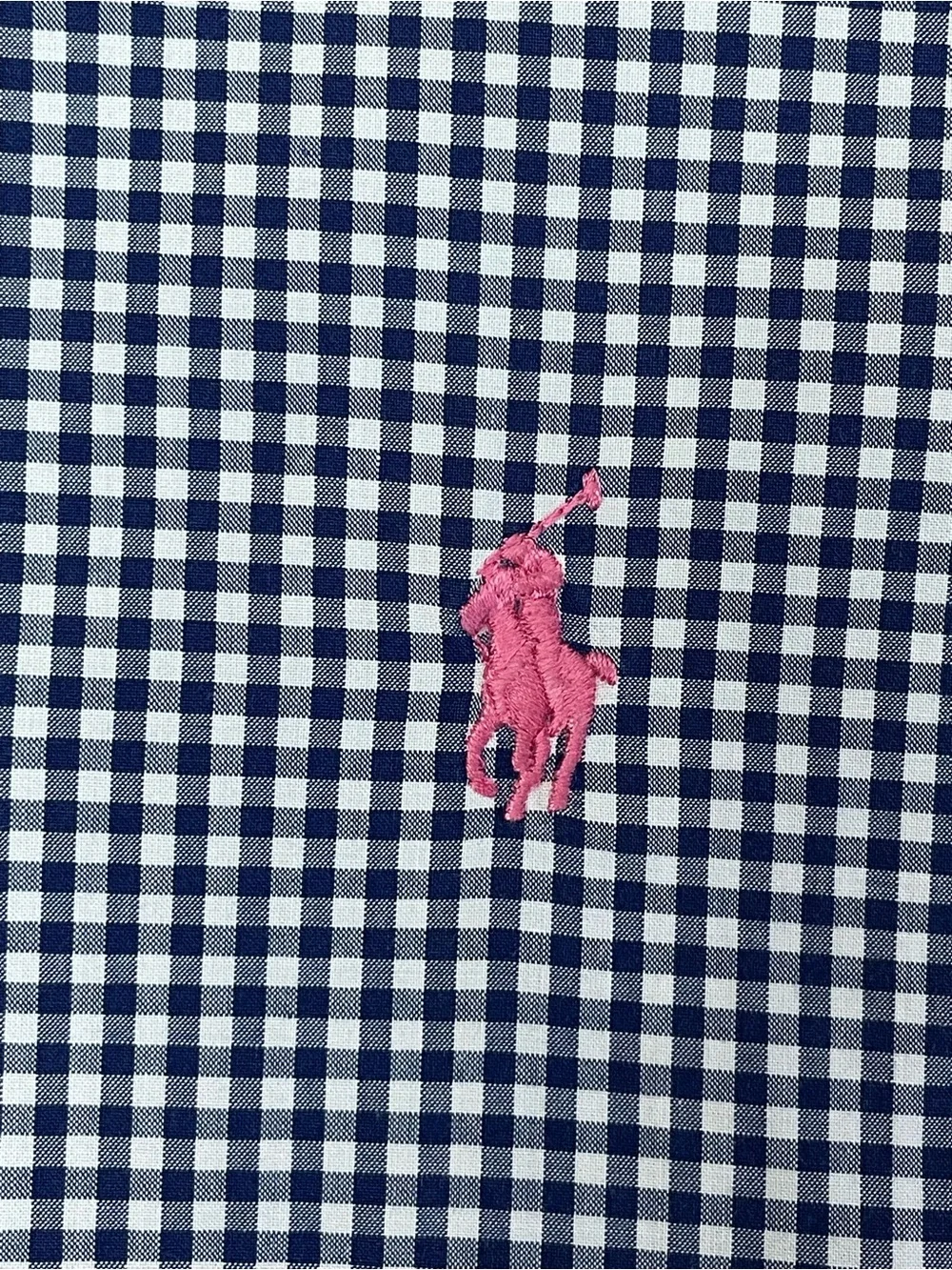 Polo Ralph Lauren Navy & White Gingham pink pony dress shirt XL preppy business